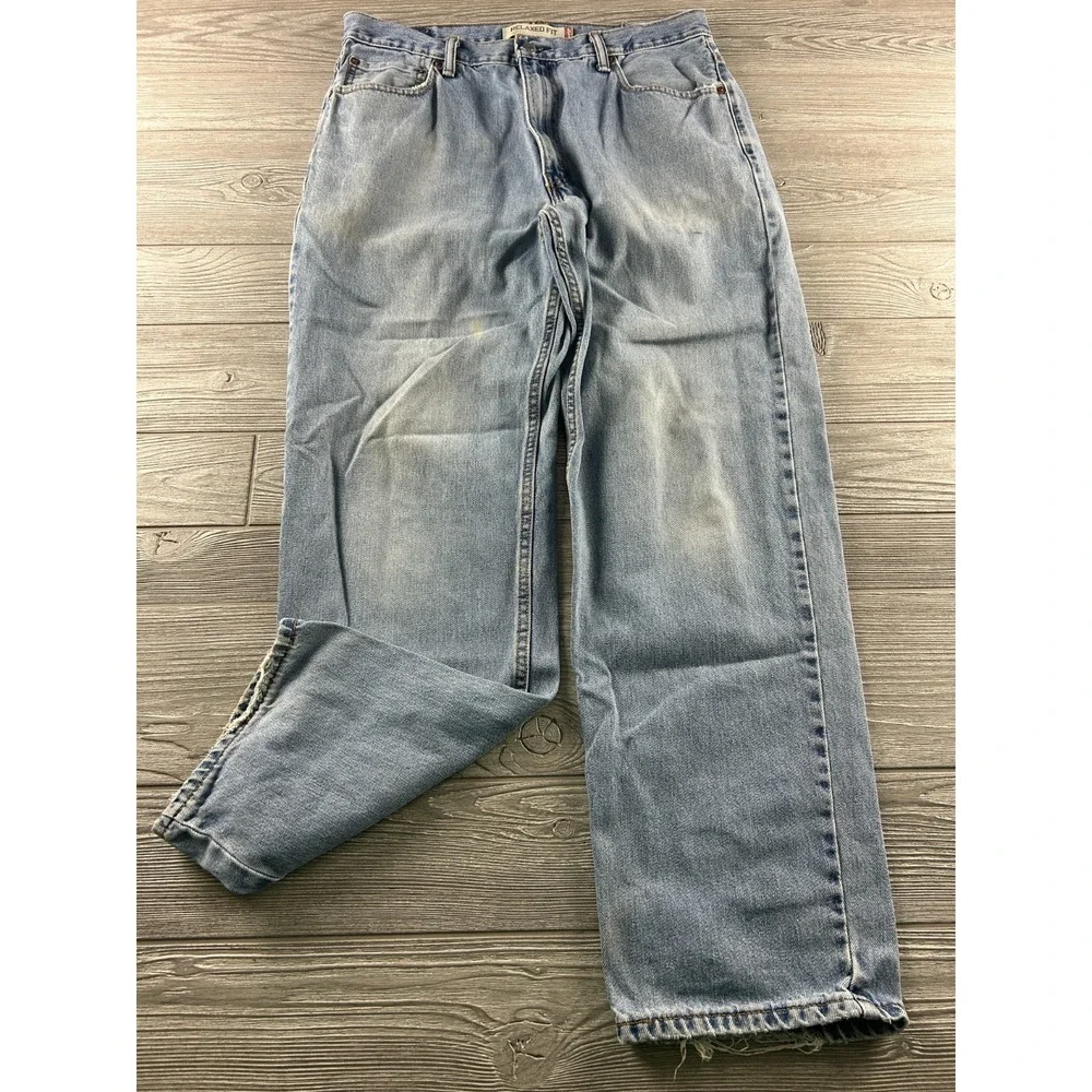 Levis 550 Relaxed Fit Jeans Light Wash Blue Denim Mens 36X32 Vintage Style